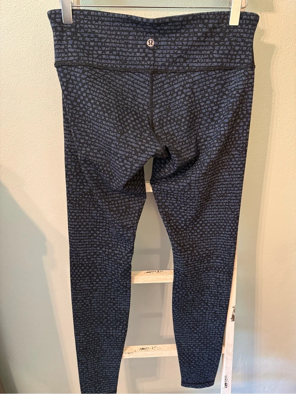 Lululemon Wunder Under Shatter Weave Blue Black Leggings Size 8
